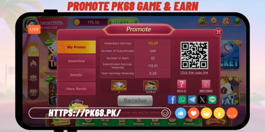 Promote Pk68 Game and Earn
